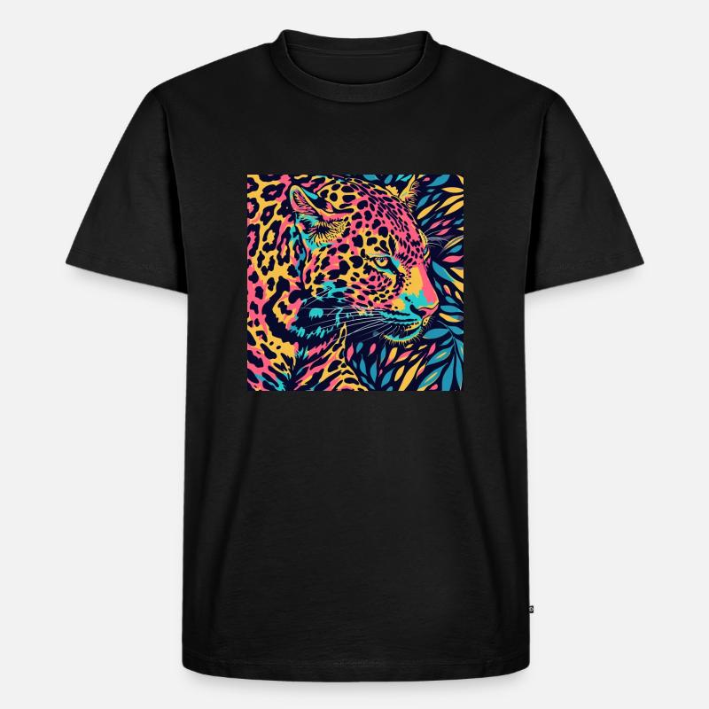 Leopard Pop Farben - Männer Premium Bio T-Shirt - Schwarz