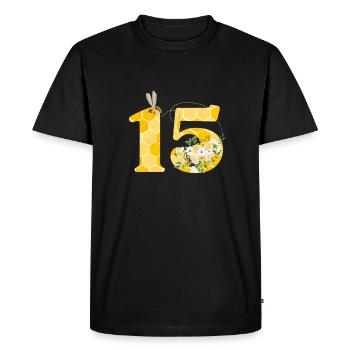 15e anniversaire abeille - T-shirt Premium bio Homme - noir - Devant - Nico (187cm)