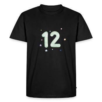12th Anniversary Watercolor Star - Men's Premium Organic T-Shirt - black - Front - Nico (187cm)