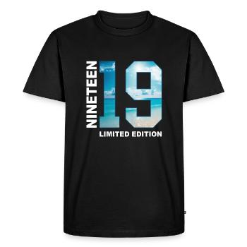 Idée cadeau 19ème anniversaire dix-neuf - T-shirt Premium bio Homme - noir - Devant - Nico (187cm)