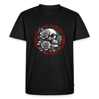 Ephemeral Beauty Skull & Roses Vanitas Detailed - Men's Premium Organic T-Shirt - black - Front - Nico (187cm)