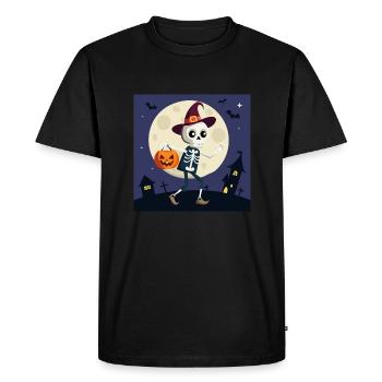Cute skeleton in the moonlight - Men's Premium Organic T-Shirt - black - Front - Nico (187cm)
