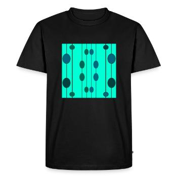 bulles et lignes bleues et vertes - T-shirt Premium bio Homme - noir - Devant - Nico (187cm)