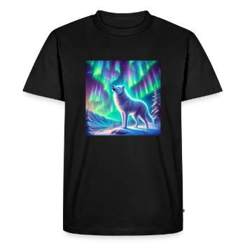 Loup Aurore Boréale - T-shirt Premium bio Homme - noir - Devant - Nico (187cm)