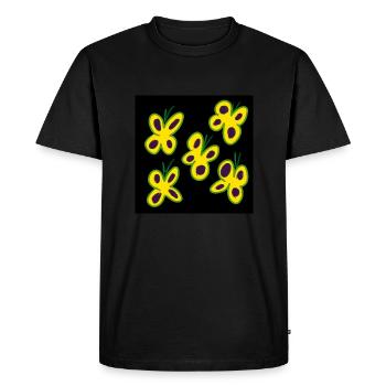 Yellow butterflies on black background - Men's Premium Organic T-Shirt - black - Front - Nico (187cm)