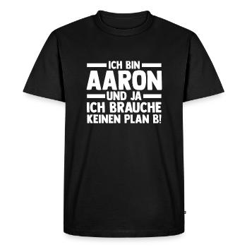 First name Aaron - Men's Premium Organic T-Shirt - black - Front - Nico (187cm)