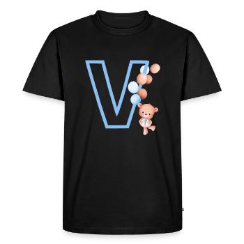 Lettre v bleue ours - T-shirt Premium bio Homme - noir - Devant - Nico (187cm)