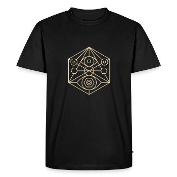 Géométrie Sacrée, Mandala, Modèle Cosmique - T-shirt Premium bio Homme - noir - Devant - Nico (187cm)