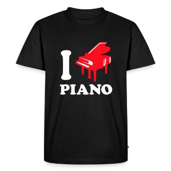 J’aime piano piano coeur instrument de musique amour - T-shirt Premium bio Homme - noir - Devant - Nico (187cm)