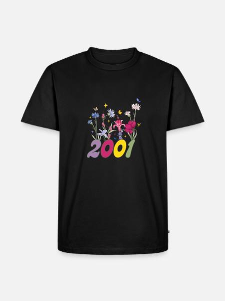 Year of birth 2001 wildflowers - Men's Premium Organic T-Shirt - black