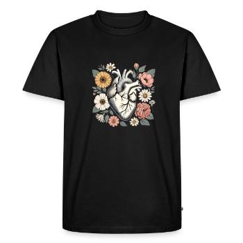 Coeur de fleur - T-shirt Premium bio Homme - noir - Devant - Nico (187cm)