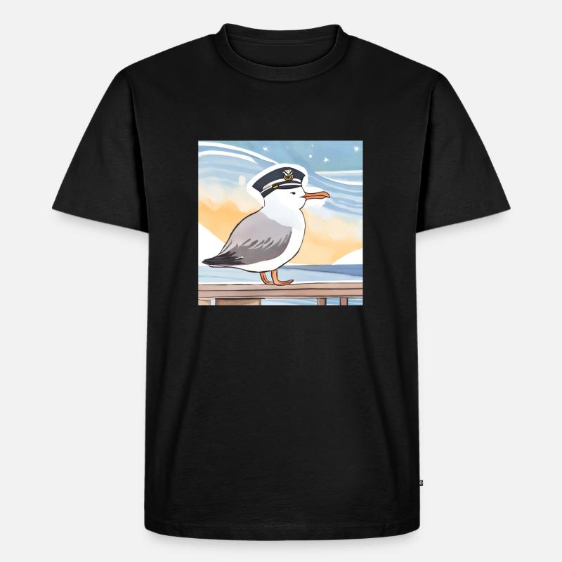 möwe2 1 - Männer Premium Bio T-Shirt - Schwarz