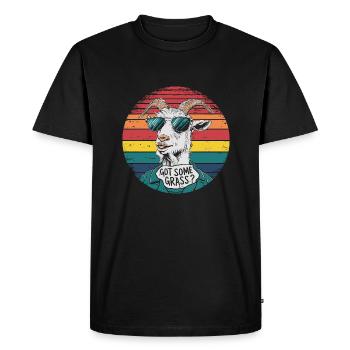 Drôle de dicton de chèvre – Avez-vous de l’herbe ? - T-shirt Premium bio Homme - noir - Devant - Nico (187cm)
