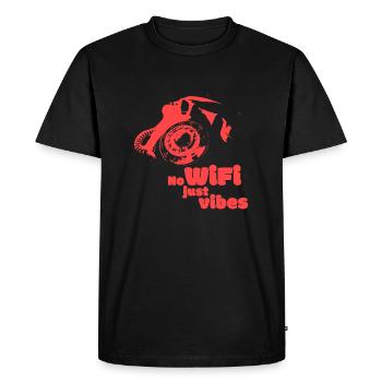 Pas de Wifi, juste des Vibes - variante rouge - T-shirt Premium bio Homme - noir - Devant - Nico (187cm)