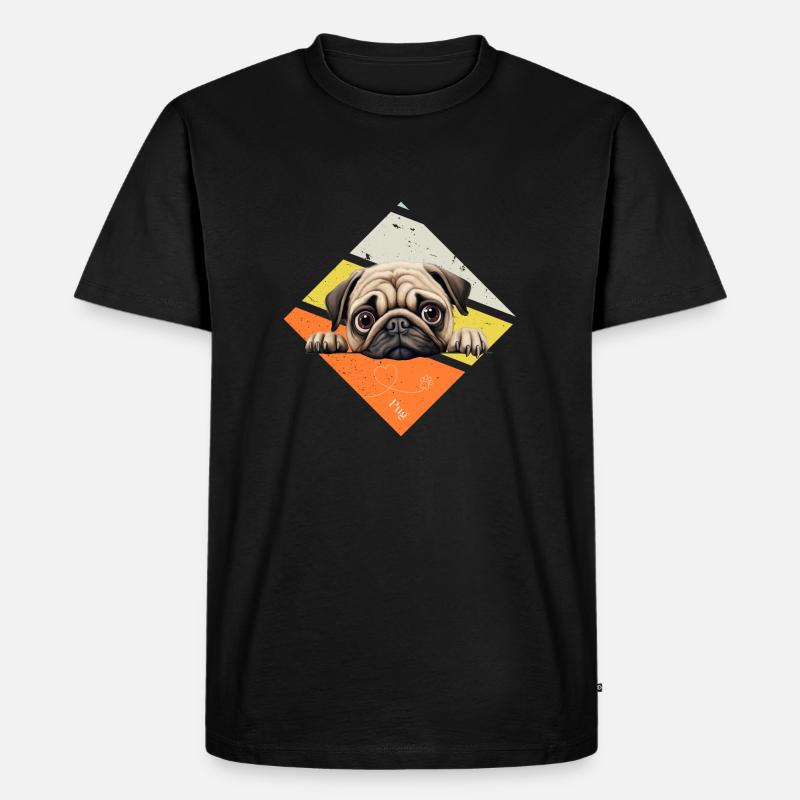 Mops - Ekologiczna koszulka męska Premium - czarny