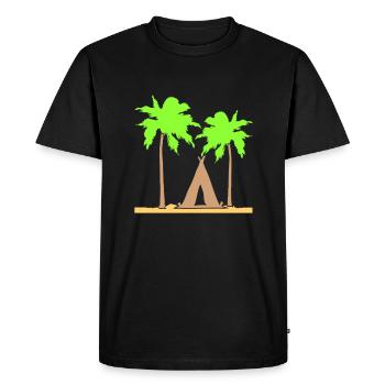 tente palmiers loisirs plage vacances camping-car en plein air - T-shirt Premium bio Homme - noir - Devant - Nico (187cm)