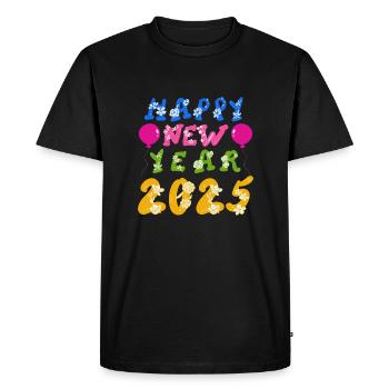Bonne Année 2025 - T-shirt Premium bio Homme - noir - Devant - Nico (187cm)