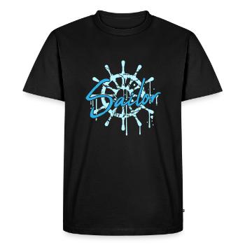 Sailor Ship Steering Wheel Graffiti Drop Sailing - Men's Premium Organic T-Shirt - black - Front - Nico (187cm)