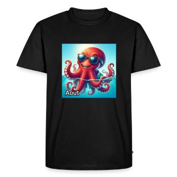 AOUT - T-shirt Premium bio Homme - noir - Devant - Nico (187cm)
