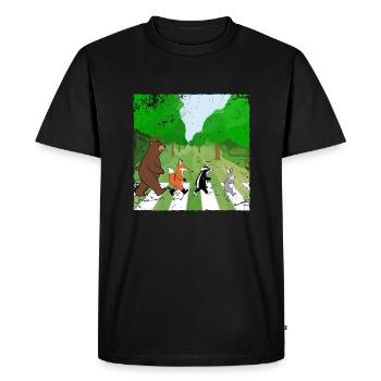 Animaux de la forêt traversant la route - DIGITAL Grunge - T-shirt Premium bio Homme - noir - Devant - Nico (187cm)