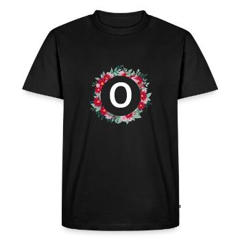 Lettre o couronne florale - T-shirt Premium bio Homme - noir - Devant - Nico (187cm)