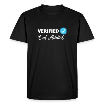 Certifié Cat Addict, Cadeau, Chats - T-shirt Premium bio Homme - noir - Devant - Nico (187cm)