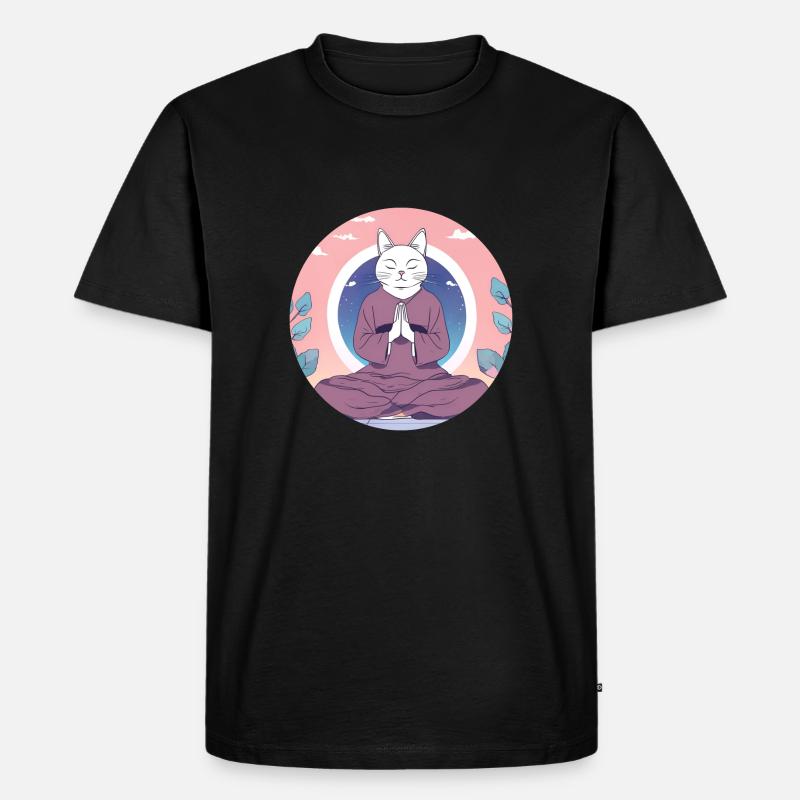 Eine Zen-Katze - Männer Premium Bio T-Shirt - Schwarz