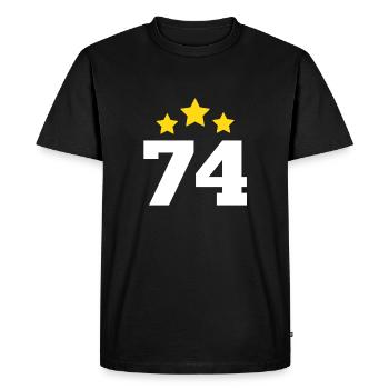 74 ans étoile - cadeau 74e anniversaire - T-shirt Premium bio Homme - noir - Devant - Nico (187cm)