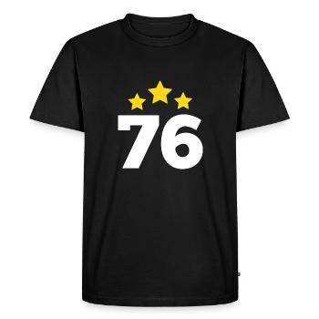 76 Years Star - 76th Anniversary Gift - Men's Premium Organic T-Shirt - black - Front - Nico (187cm)