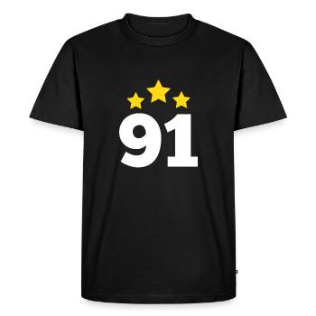 91 ans étoile - cadeau 91e anniversaire - T-shirt Premium bio Homme - noir - Devant - Nico (187cm)