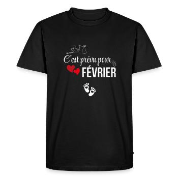 It's planned for February - pregnancy announcement - Men's Premium Organic T-Shirt - black - Front - Nico (187cm)