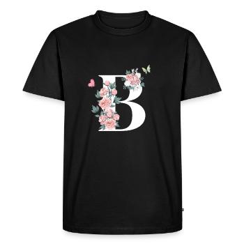 Lettre b fleurs rose - T-shirt Premium bio Homme - noir - Devant - Nico (187cm)