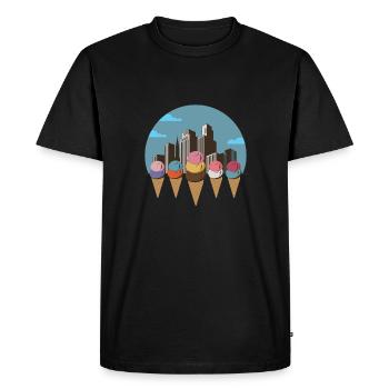 IceCream City - Men's Premium Organic T-Shirt - black - Front - Nico (187cm)