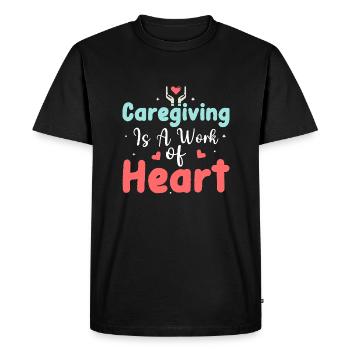 La prestation de soins est un travail de cœur Aidant - T-shirt Premium bio Homme - noir - Devant - Nico (187cm)