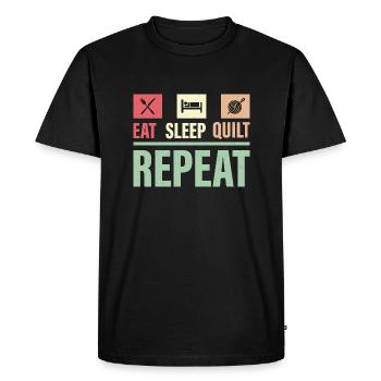 Eat Sleep Quilt Repeat Quilter Quilting Sewing - Men's Premium Organic T-Shirt - black - Front - Nico (187cm)