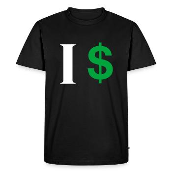 Letter i dollar - Men's Premium Organic T-Shirt - black - Front - Nico (187cm)