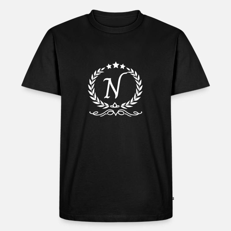 Buchstabe n Krone - Männer Premium Bio T-Shirt - Schwarz