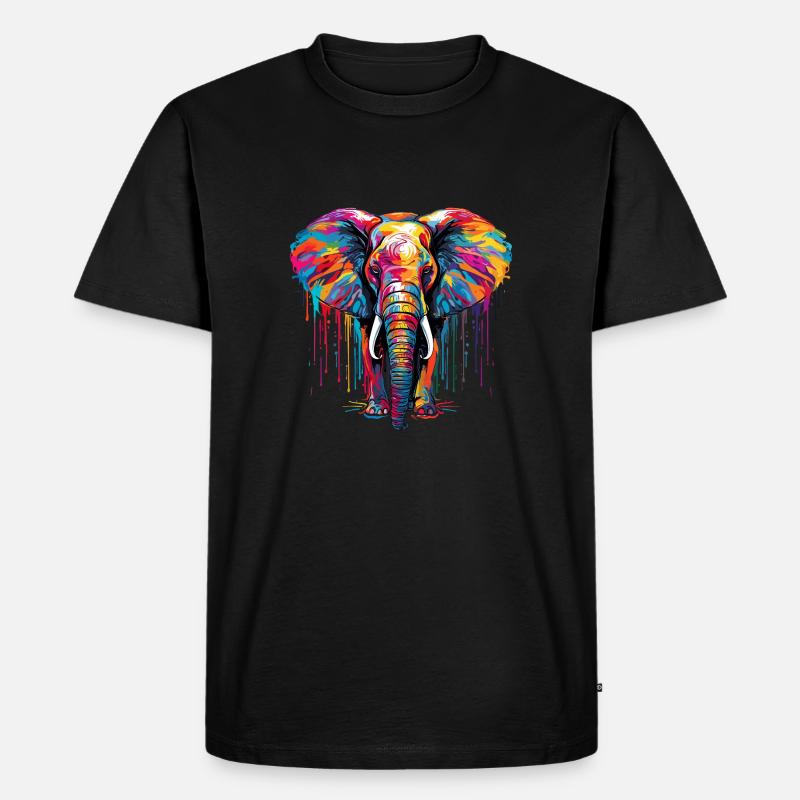 Bunter Elefant - Männer Premium Bio T-Shirt - Schwarz