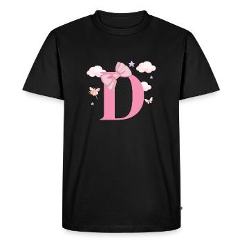 Lettre D rose nuages - T-shirt Premium bio Homme - noir - Devant - Nico (187cm)