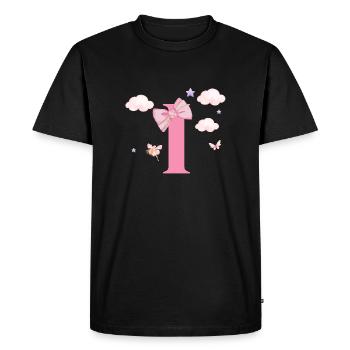 Lettre i rose nuages - T-shirt Premium bio Homme - noir - Devant - Nico (187cm)