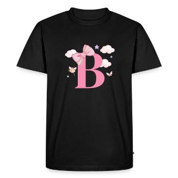 Lettre b rose nuages - T-shirt Premium bio Homme - noir - Devant - Nico (187cm)