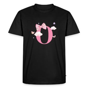 Lettre o rose nuages - T-shirt Premium bio Homme - noir - Devant - Nico (187cm)