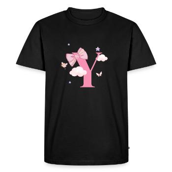 Lettre y rose nuages - T-shirt Premium bio Homme - noir - Devant - Nico (187cm)
