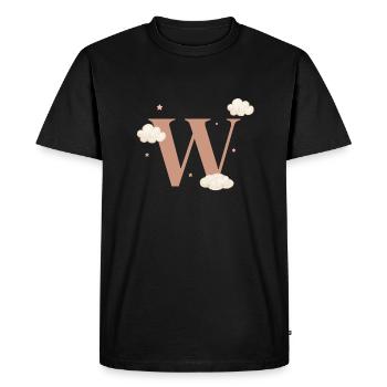 Lettre w nuages étoiles - T-shirt Premium bio Homme - noir - Devant - Nico (187cm)