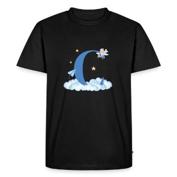 Letter c blue clouds airplane child - Men's Premium Organic T-Shirt - black - Front - Nico (187cm)