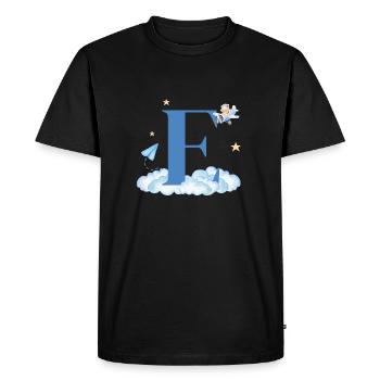 Letter e blue clouds airplane child - Men's Premium Organic T-Shirt - black - Front - Nico (187cm)