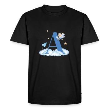 Letter to Blue Clouds Airplane Child - Men's Premium Organic T-Shirt - black - Front - Nico (187cm)