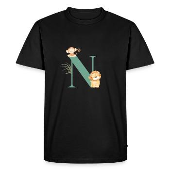 Letter n green jungle animals - Men's Premium Organic T-Shirt - black - Front - Nico (187cm)