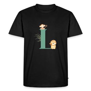 Letter l green jungle animals - Men's Premium Organic T-Shirt - black - Front - Nico (187cm)