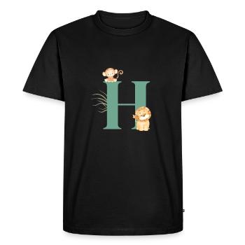 Letter h green jungle animals - Men's Premium Organic T-Shirt - black - Front - Nico (187cm)